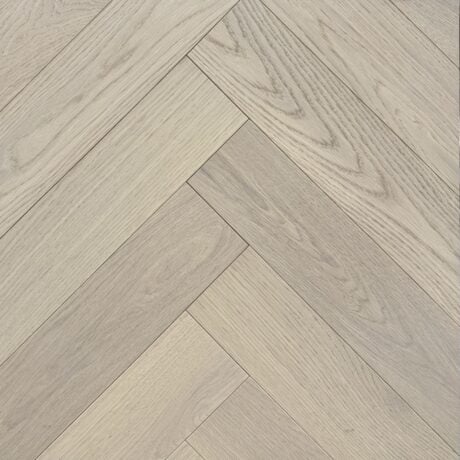 Vidar Design plancher d'ingénierie Chêne Blanc Américain Herringbone Moon Light 5 po. X 3/4 po. grade Sélect et meilleur (VD097)
