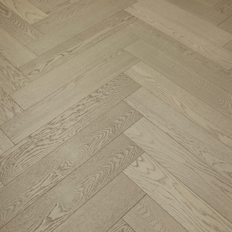 Vidar Design plancher d'ingénierie Chêne Blanc Américain Herringbone Sky 5 po. X 3/4 po. grade Charactère (VD084)